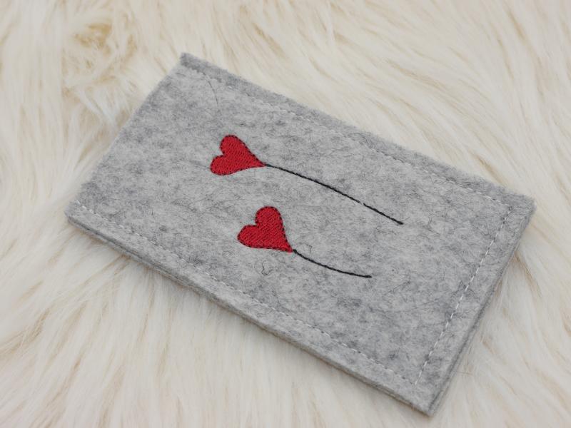 Etui für Tabletten - Pillenetui - Pillenhülle - Pillentasche aus Wollfilz bestickt -sofort lieferbar-